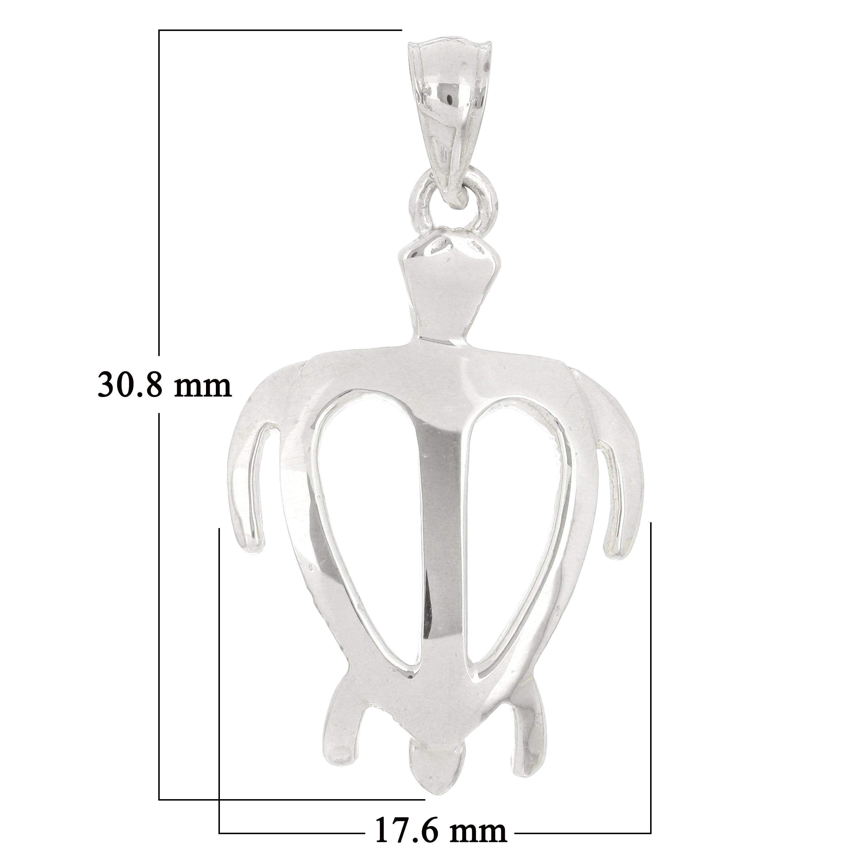 14k White Gold Hawaiian Sea Turtle Pendant Medium - White
