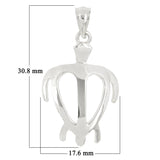 14k White Gold Hawaiian Sea Turtle Pendant Medium - White