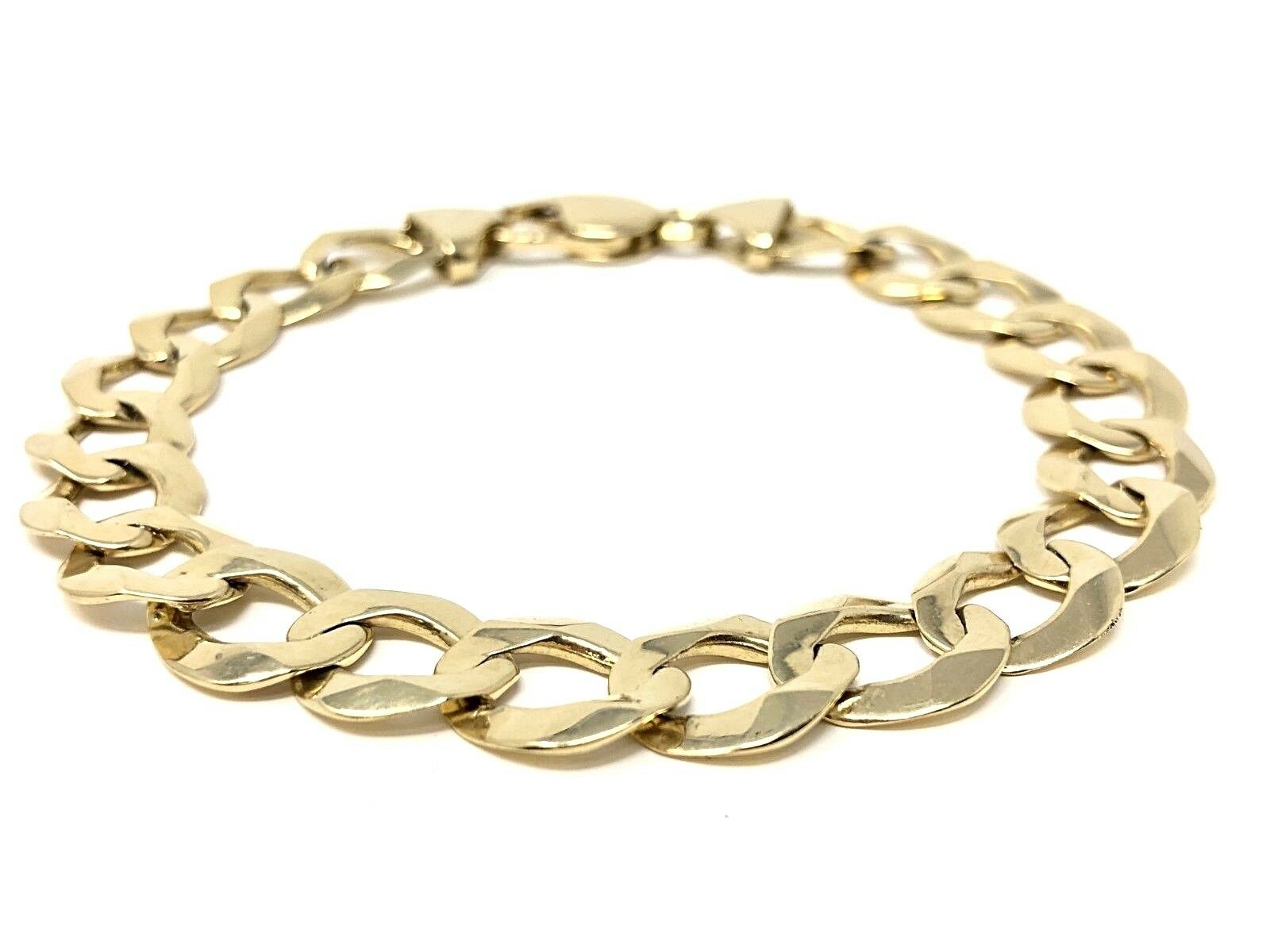 Men's 14k Yellow Gold Solid Cuban Link Chain Bracelet 7.5" 11mm 21 grams
