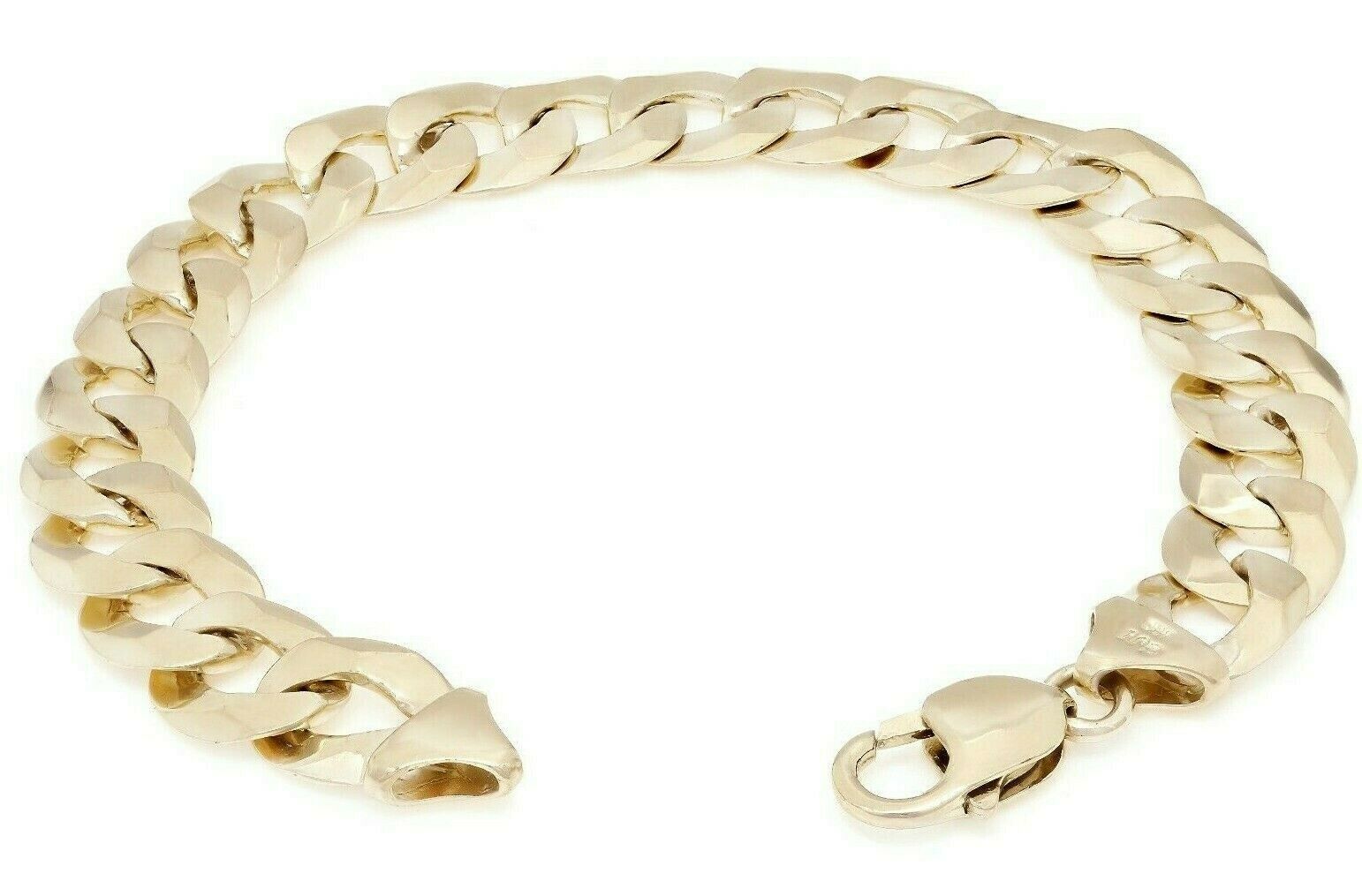 10k Yellow Gold Flat Cuban Curb Link Chain Bracelet 7" 9mm 13.2 grams - Yellow,7"