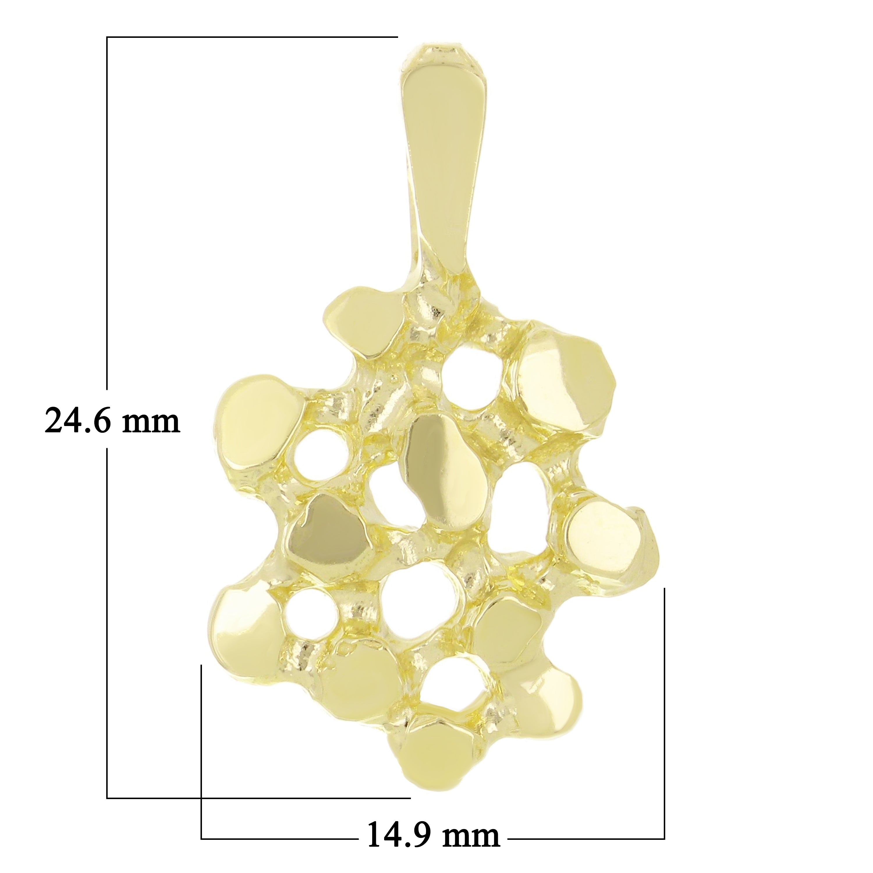 14k Yellow Gold Solid Free Form Nugget Charm Pendant 24mm x 14.8mm 3.3 grams - Yellow