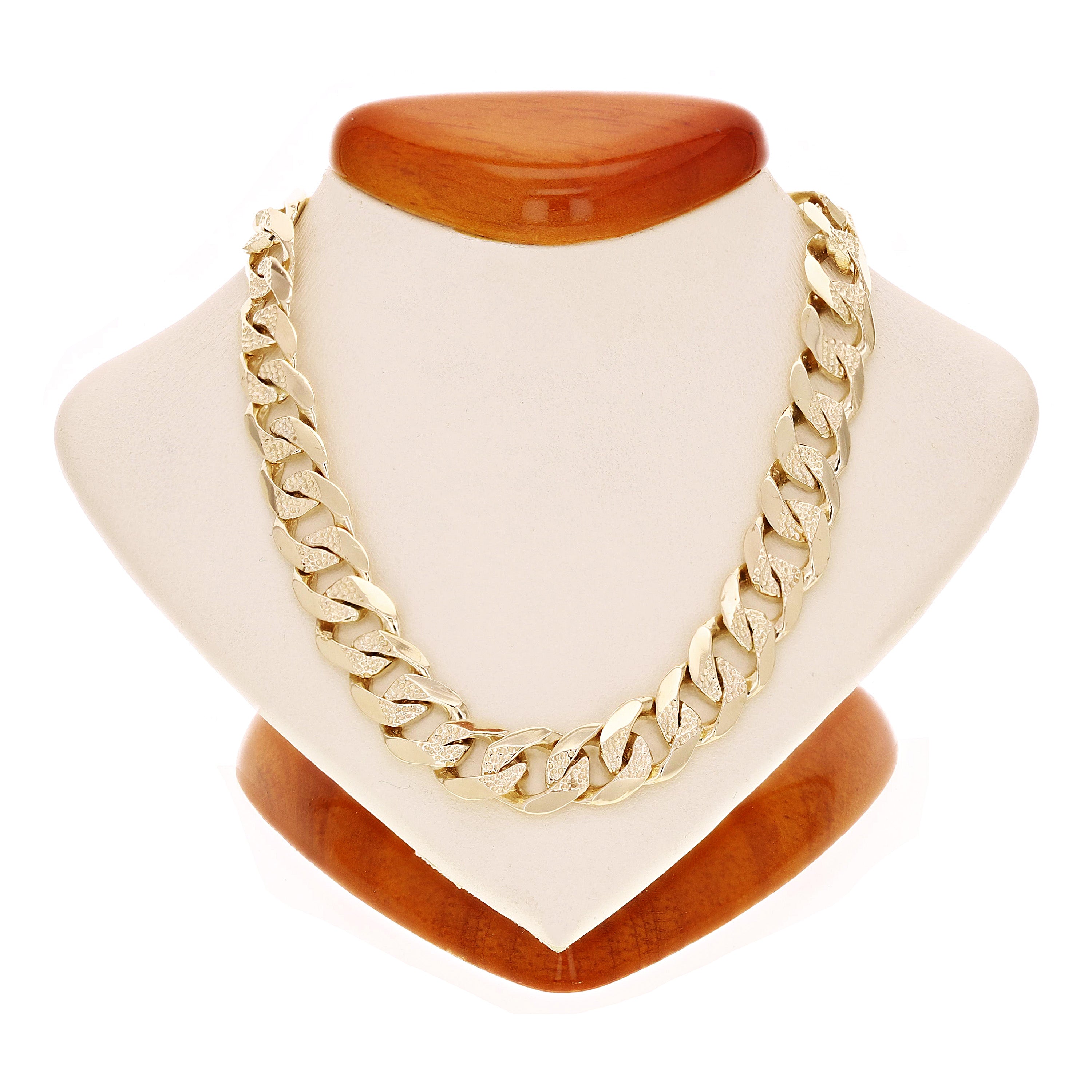 14k Yellow Gold Solid Pave Curb Cuban Link Chain Necklace 20" 9.3mm 55.8 grams - 20"