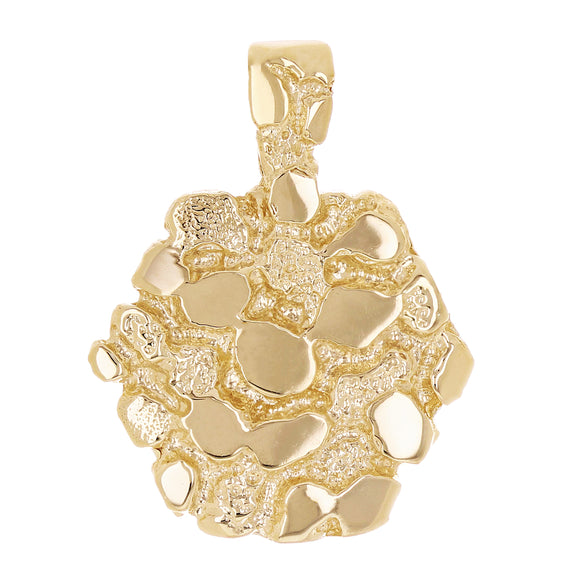 10k Yellow Gold Solid Hexagon Nugget Charm Pendant 1.3