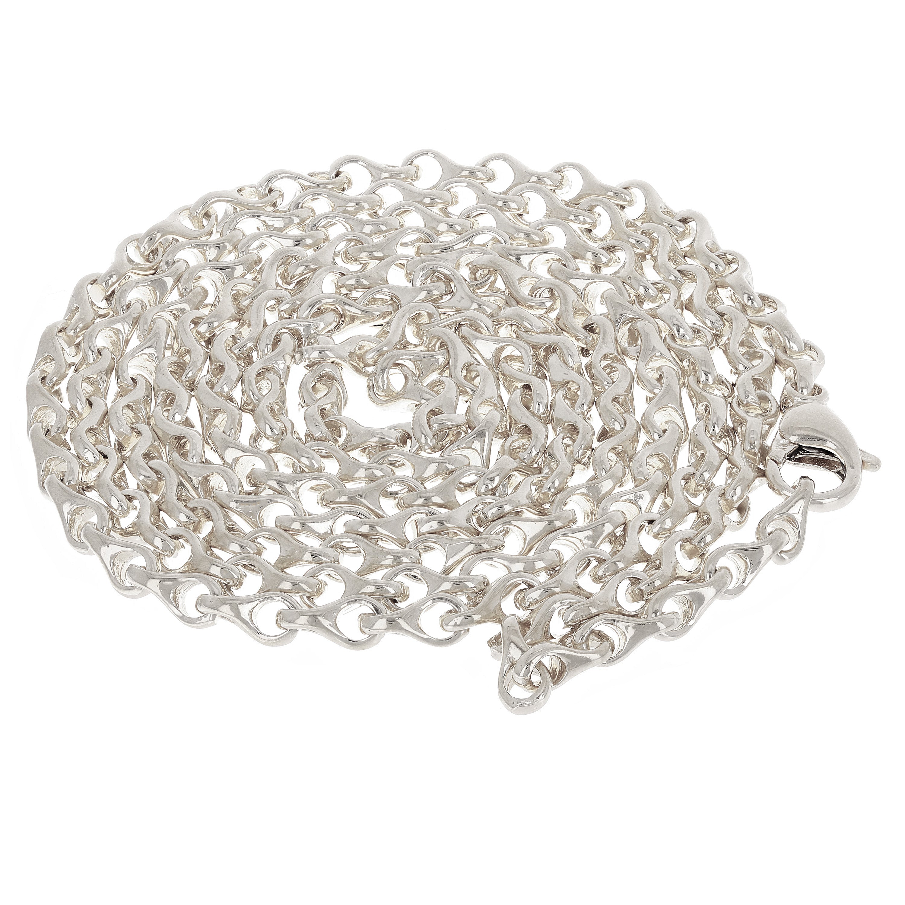 Men's 14k White Gold Handmade Fashion Link Necklace 30" 4mm 42.3 grams - White,30"