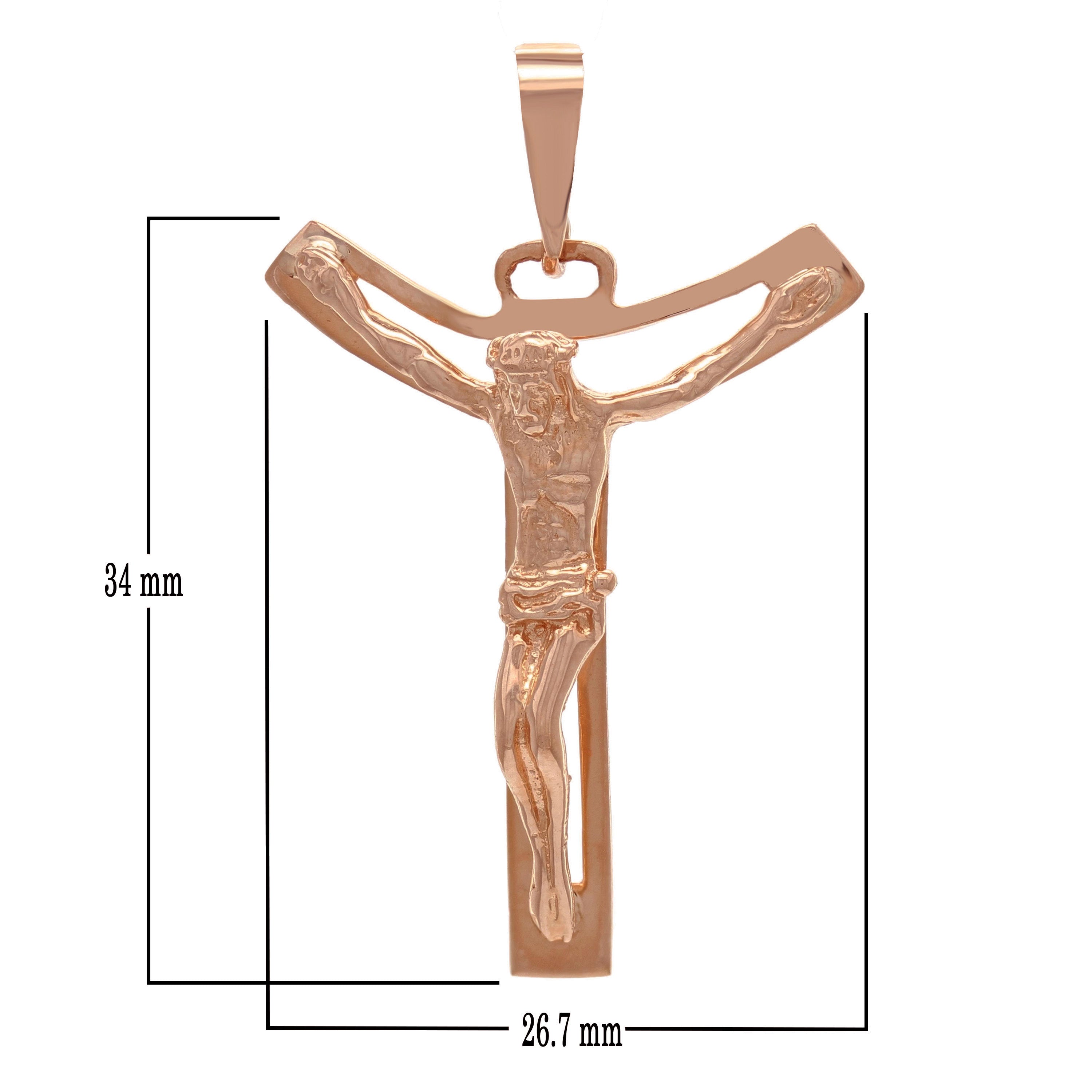 14k Rose Gold Jesus Christ Crucifix Cross Religious Charm Pendant 3.5 grams - Rose