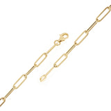 Italian 14k Yellow Gold Hollow Paper Clip Links Bracelet 8.25" 3mm 1.6 grams - Yellow,8.25"
