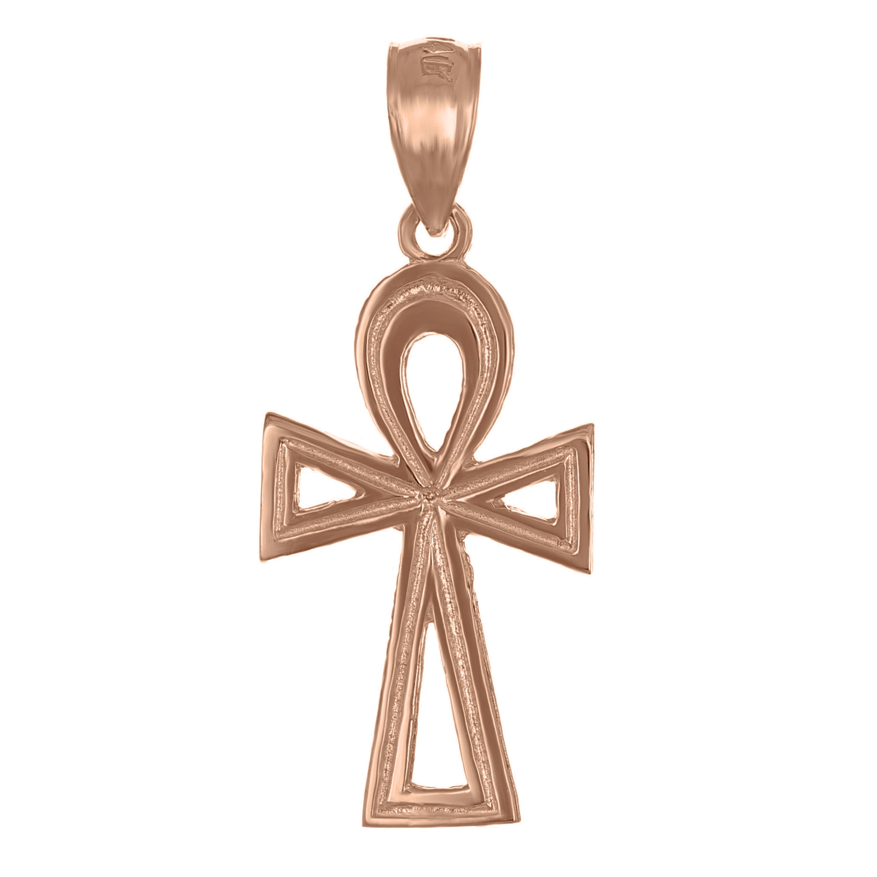 14k Rose Gold Egyptian Ankh Cross Charm Pendant 1" 1.2 grams - Rose