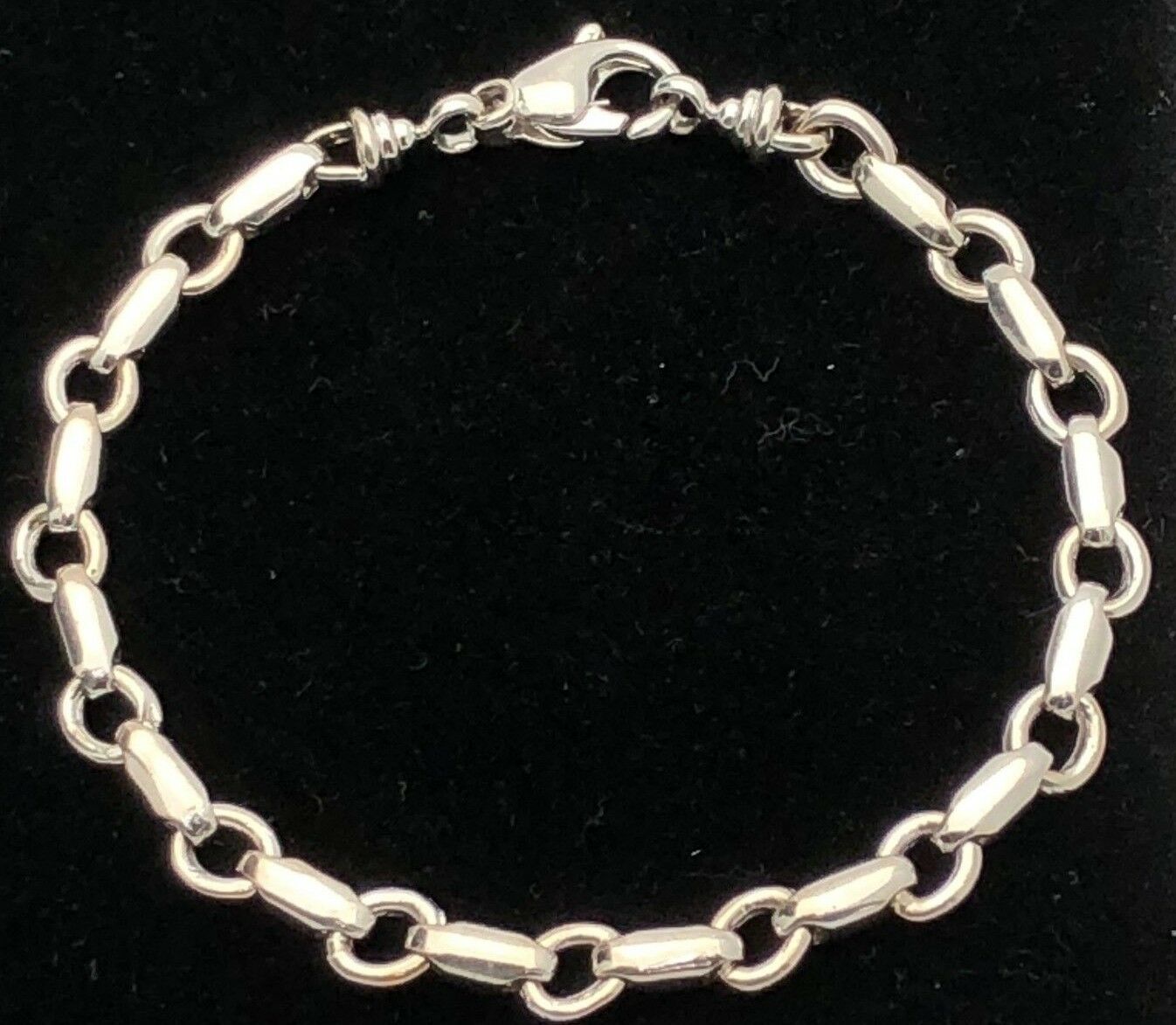 14k White Gold Handmade Fashion Link Bracelet 8" 6.3mm 17.7 grams - White,8"