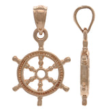 14K Rose Gold Solid 3D Ships Wheel Charm Pendant 19mm x 13.9mm 1.9 grams - Rose