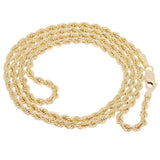 14k Yellow Gold Solid Diamond Cut Rope Chain Necklace 18" 3.5mm 18 grams - 18"