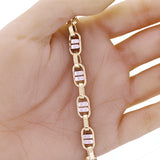Italian 14k Yellow & White Gold Mariner Style Link Bracelet 8.5" 8mm 13.4 grams