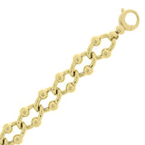 Italian 14k Yellow Gold Beaded Ball Twisted Oval Link Bracelet 8.5" 12mm 15.7g