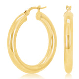 Italian 14k Yellow Gold High Polish 3.9mm 1" Diameter Round Hoop Earrings 2.7g