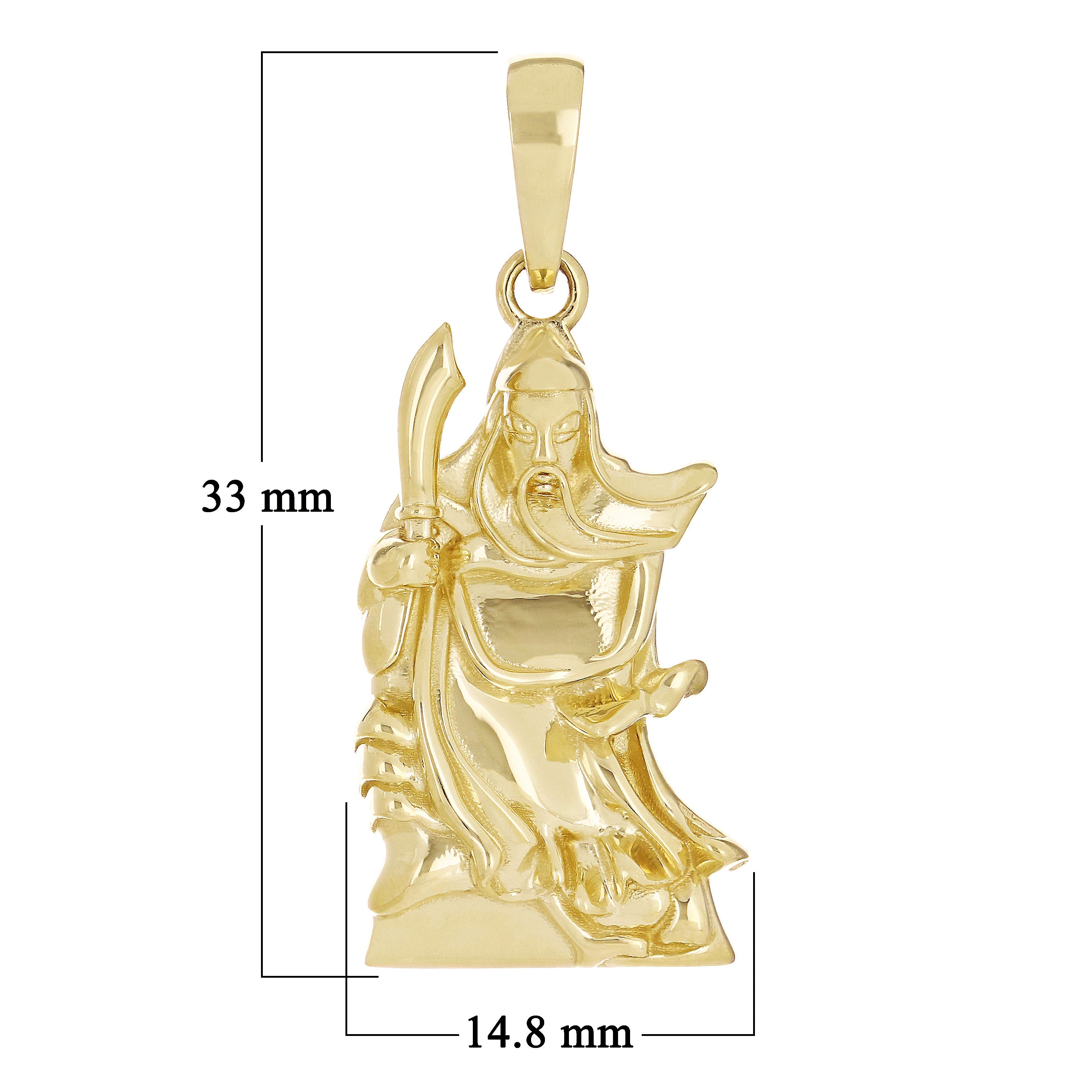 14k Yellow Gold Japanese Samurai Warrior Pendant Charm Pendant Small - Small