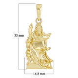 14k Yellow Gold Japanese Samurai Warrior Pendant Charm Pendant Small - Small