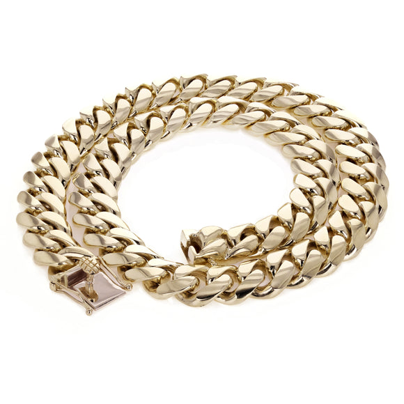 10k Yellow Gold Heavy Solid Miami Cuban Link Chain Necklace 22