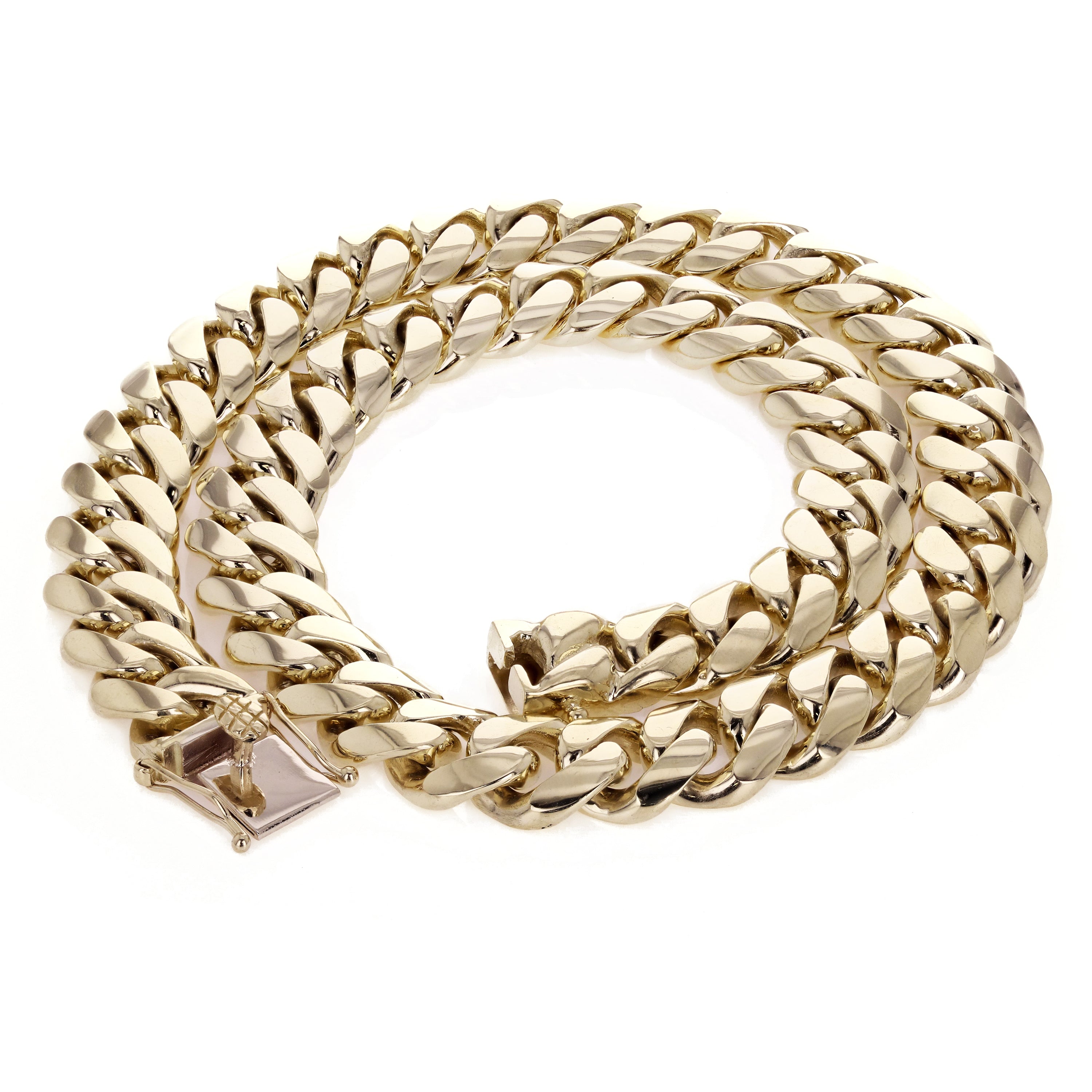 10k Yellow Gold Heavy Solid Miami Cuban Link Chain Necklace 20" - 28" 15mm