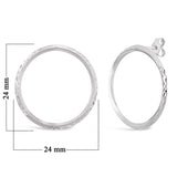 Italian 14k White Gold Shiny Diamond-Cut Eternity Circle Drop Hoop Stud Earrings - Shiny White