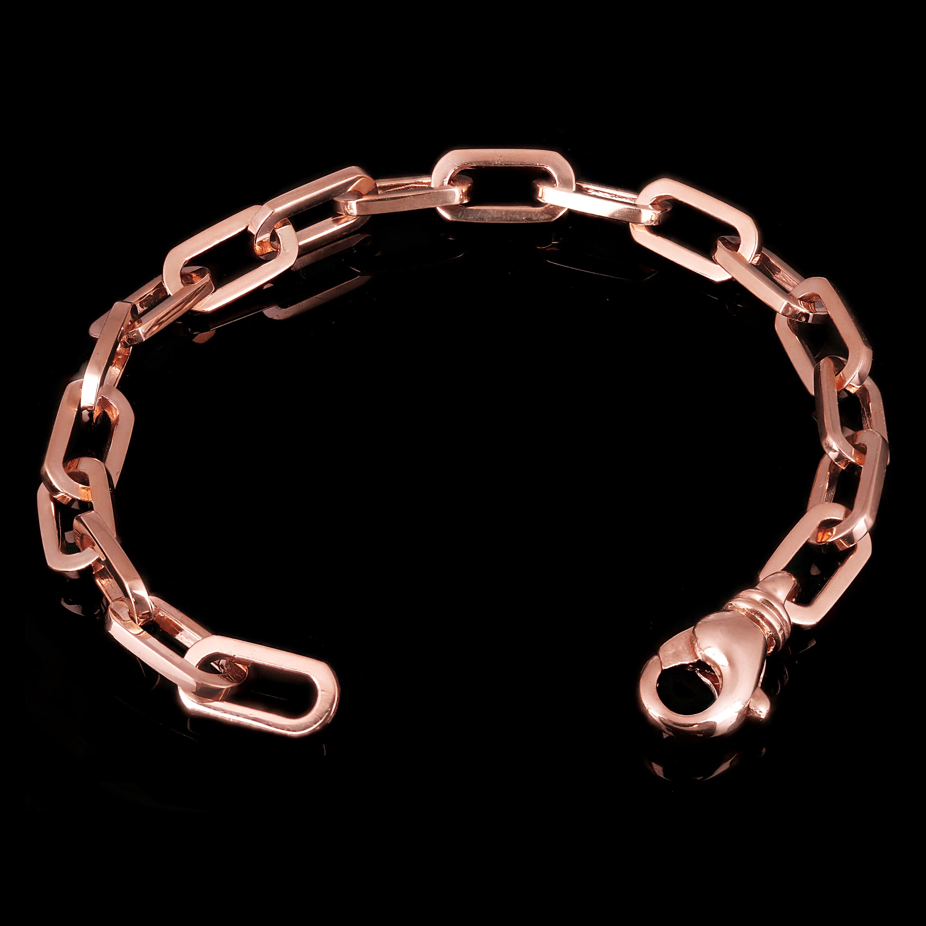 14k Rose Gold Solid Handmade Paper Clip Chain Bracelet 7" 6.7mm 17 grams - Rose,7" 17 grams