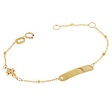 Italian 14k Yellow Gold Engravable Station Baby Kids ID Rosary Bracelet 4mm 5.5"