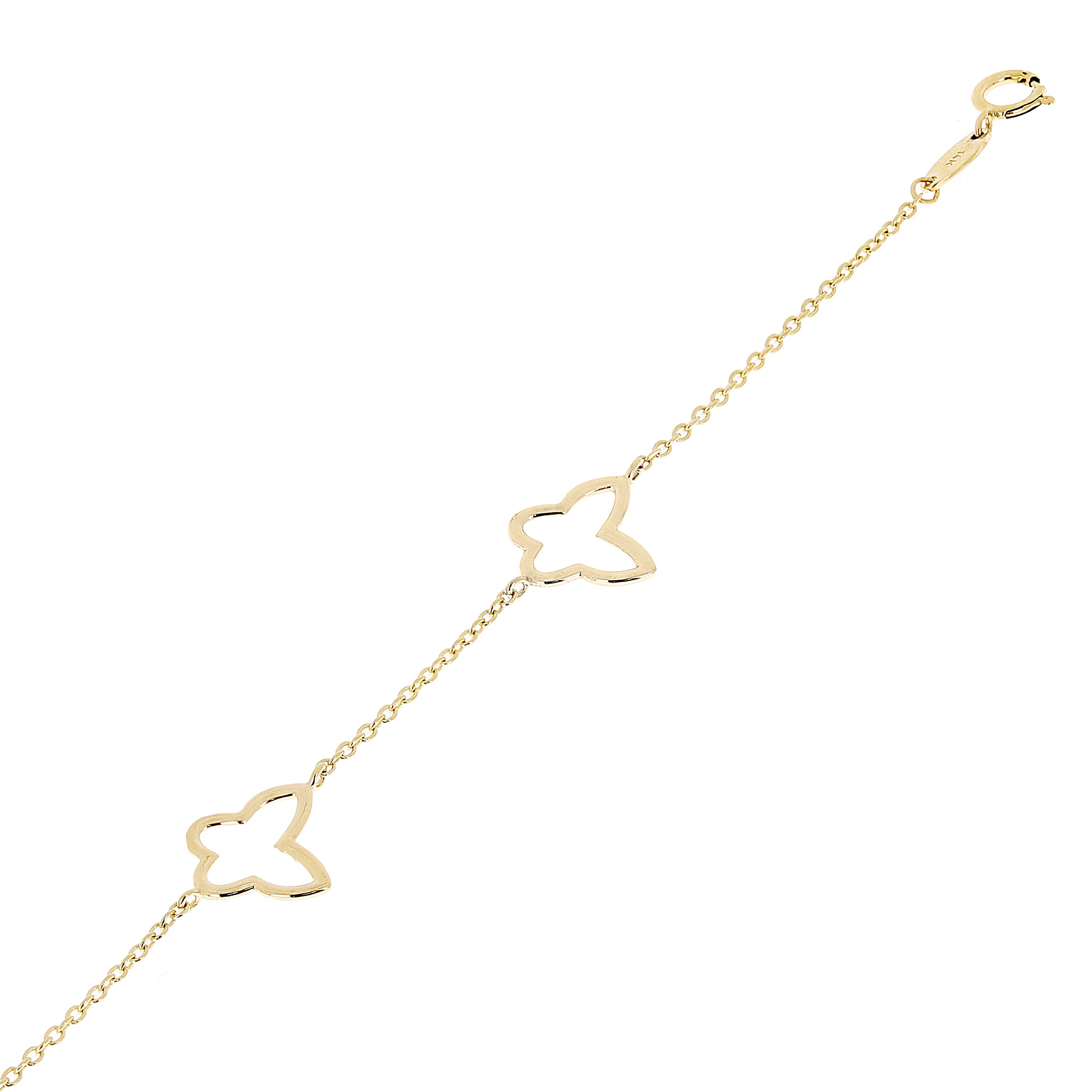 Italian 14k Yellow Gold Butterfly Station Charm Bracelet 7" 1.5 grams