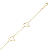 Italian 14k Yellow Gold Butterfly Station Charm Bracelet 7" 1.5 grams