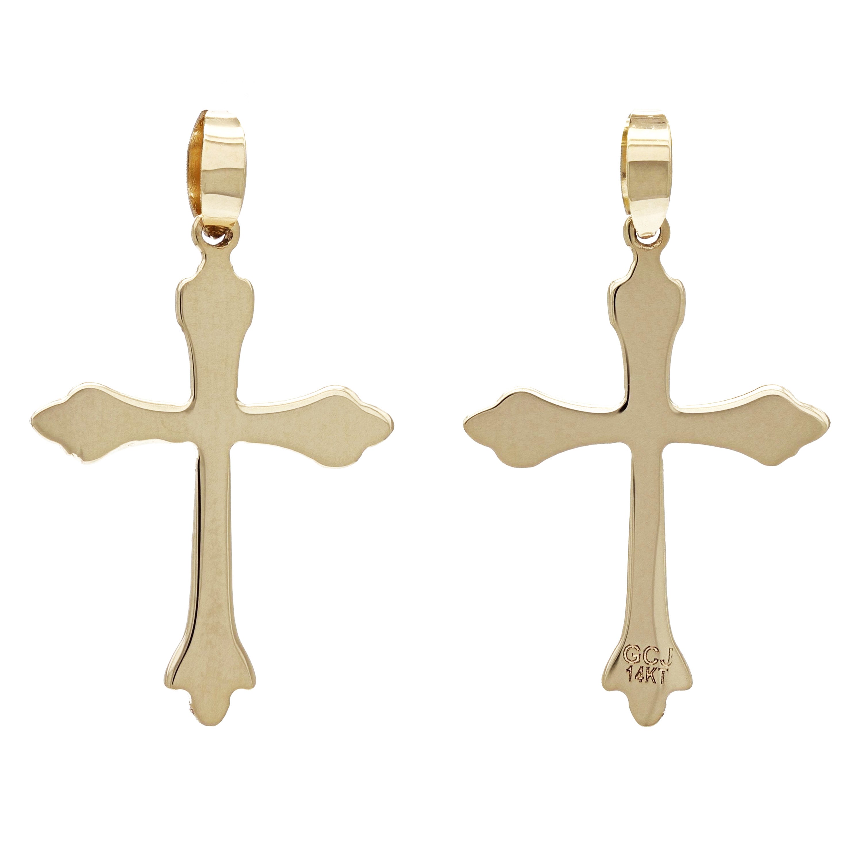 Italian 14k Yellow Gold Solid Thin Flared Cross Pendant 1" 15.5mm 1 gram