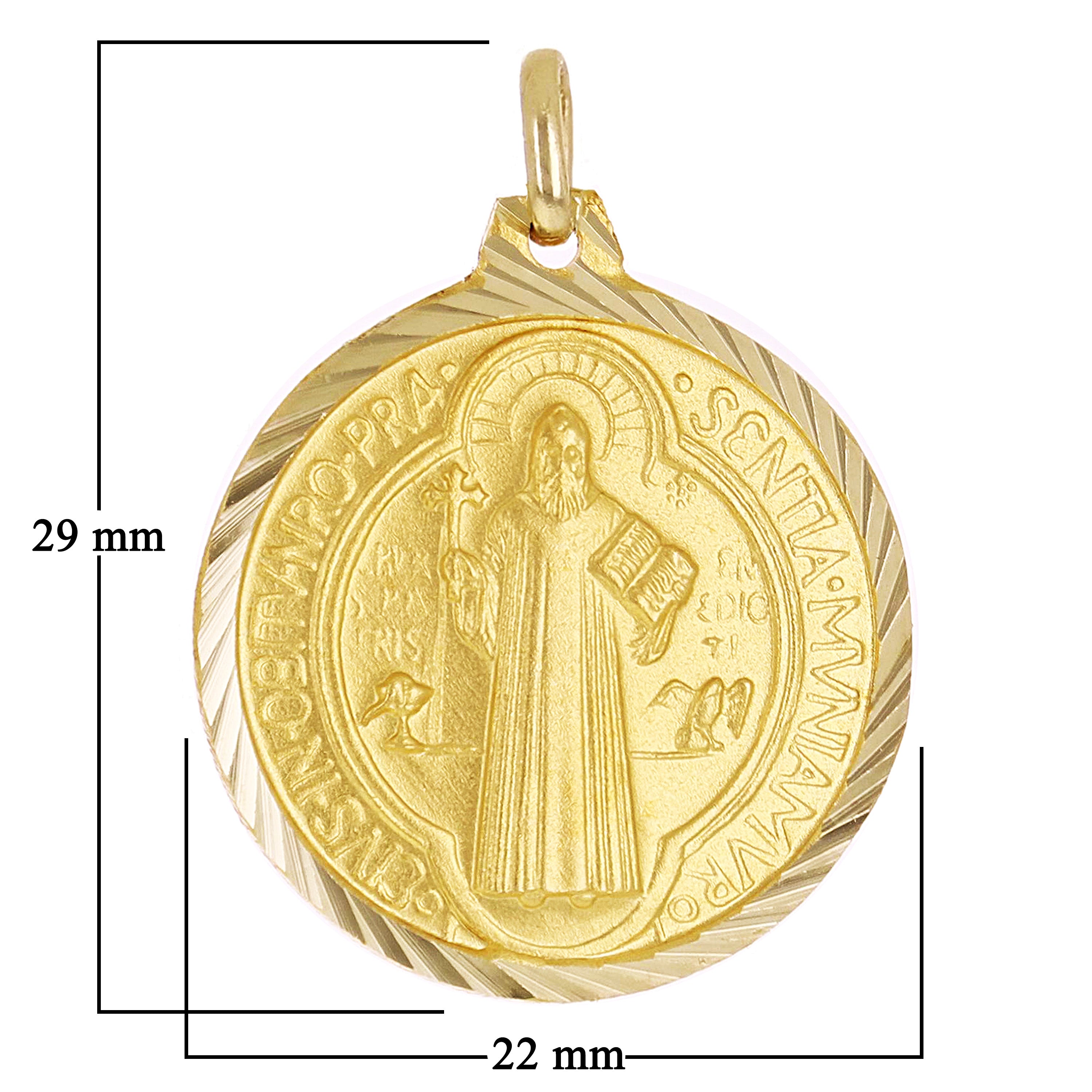 Italian 14k Yellow Gold Gold Saint Benedict Medal Charm Pendant 1.1" 3.9 grams - 1.1" 3.9 grams
