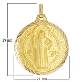 Italian 14k Yellow Gold Gold Saint Benedict Medal Charm Pendant 1.1" 3.9 grams - 1.1" 3.9 grams