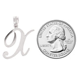 14k White Gold Initial Letter X Alphabet Charm Pendant - Letter X,White