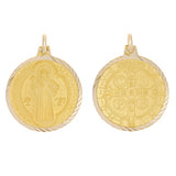 Italian 14k Yellow Gold Saint Benedict Reversible Medal Pendant 1.3" 4.5 grams - 1.3" 4.5 grams