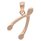 14k Rose Gold Wishbone Good Luck Charm Pendant - Rose