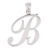 14k White Gold Initial Letter B Alphabet Charm Pendant - Letter B,White