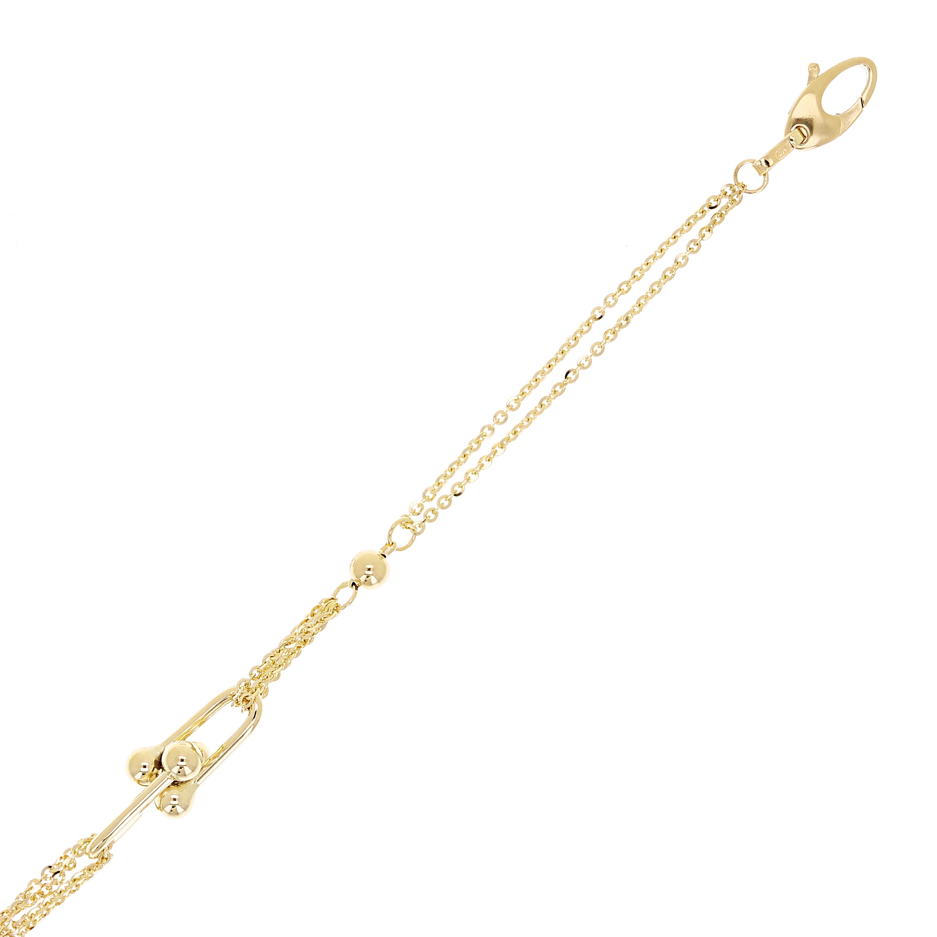 Italian 14k Yellow Gold Semi-Solid U-Link Chain Bracelet 7.5" 8mm 4.1 grams