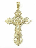 14k Yellow Gold Religious INRI Jesus Christ 3D Big Cross Pendant 4.25" 31.2grams - Yellow