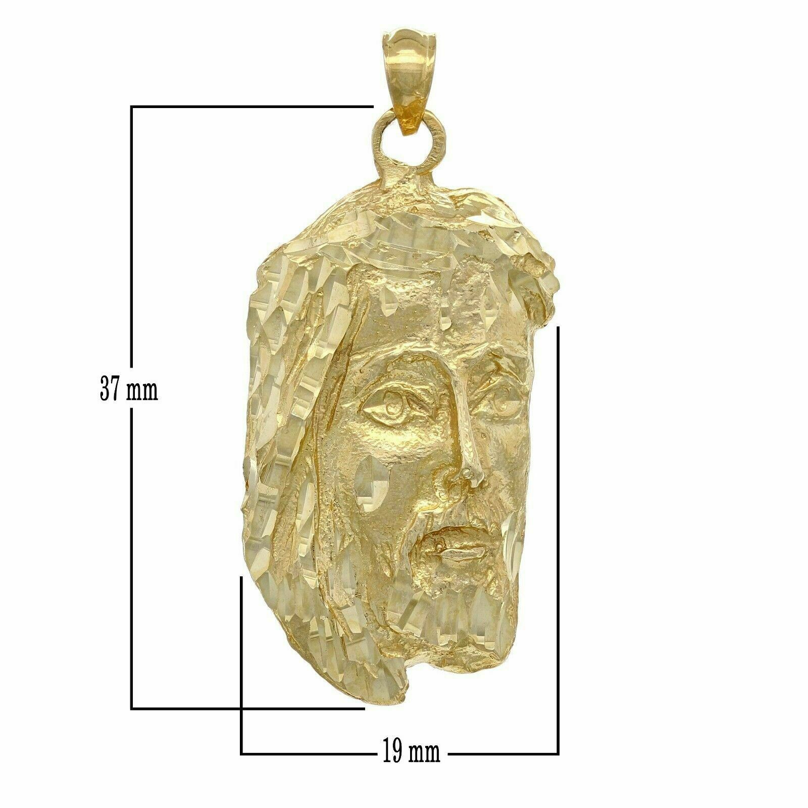 10k Yellow Gold Crown with Thorns Jesus Christ Face Religious Charm Pendant 4.8g