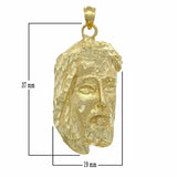 10k Yellow Gold Crown with Thorns Jesus Christ Face Religious Charm Pendant 4.8g