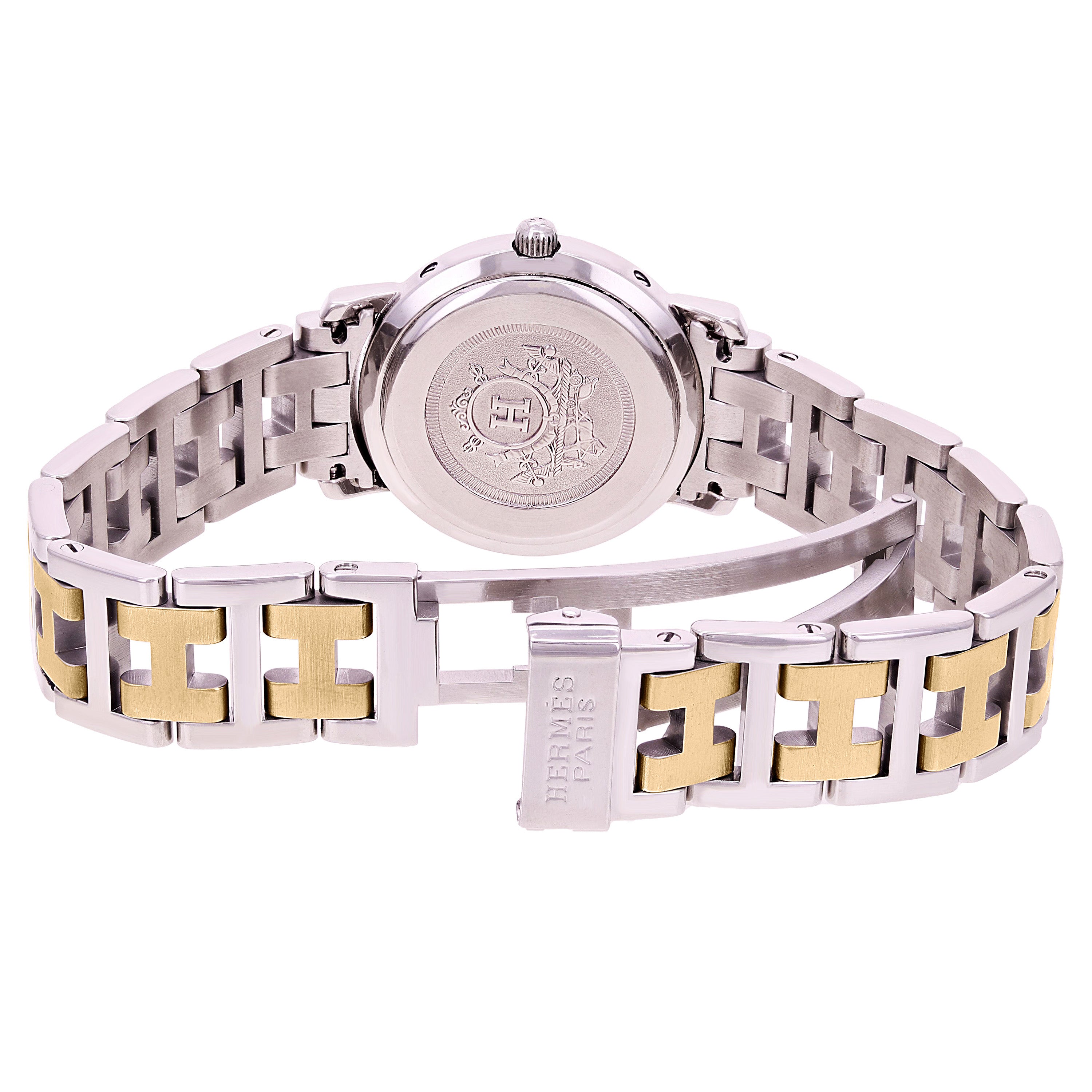 Hermes Ladies Clipper Two-Tone Stainless Steel and Gold Plated Quartz