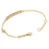 Italian 14k Two Tone Gold Engravable Baby Kids ID Heart Charm Bracelet 5.5" 2g