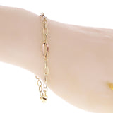 Italian 14k Tri Color Gold Hollow Oval Link Bracelet 7.5" 6mm 2.3 grams