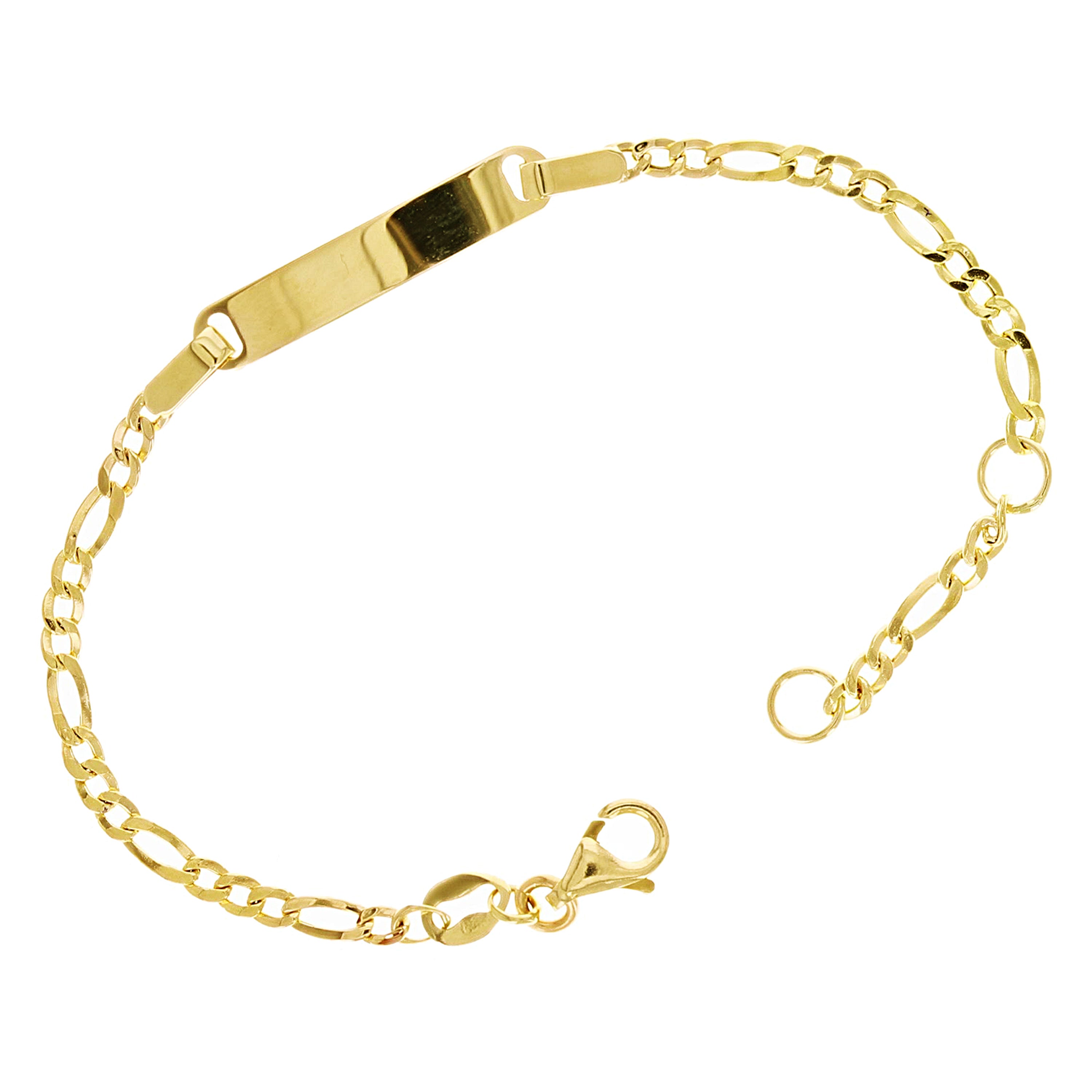 Italian 14k Yellow Gold Engravable Baby Kid ID Figaro Bracelet 5.5" 1. grams