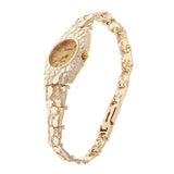 Women's 14k Yellow Gold Nugget Link Bracelet Geneve Wrist Watch 8" 33.3 grams