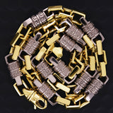 10k Two Tone Gold Solid Handmade Greek Key Link Necklace 11mm 24" 245.1 grams - 24" 245.1 grams