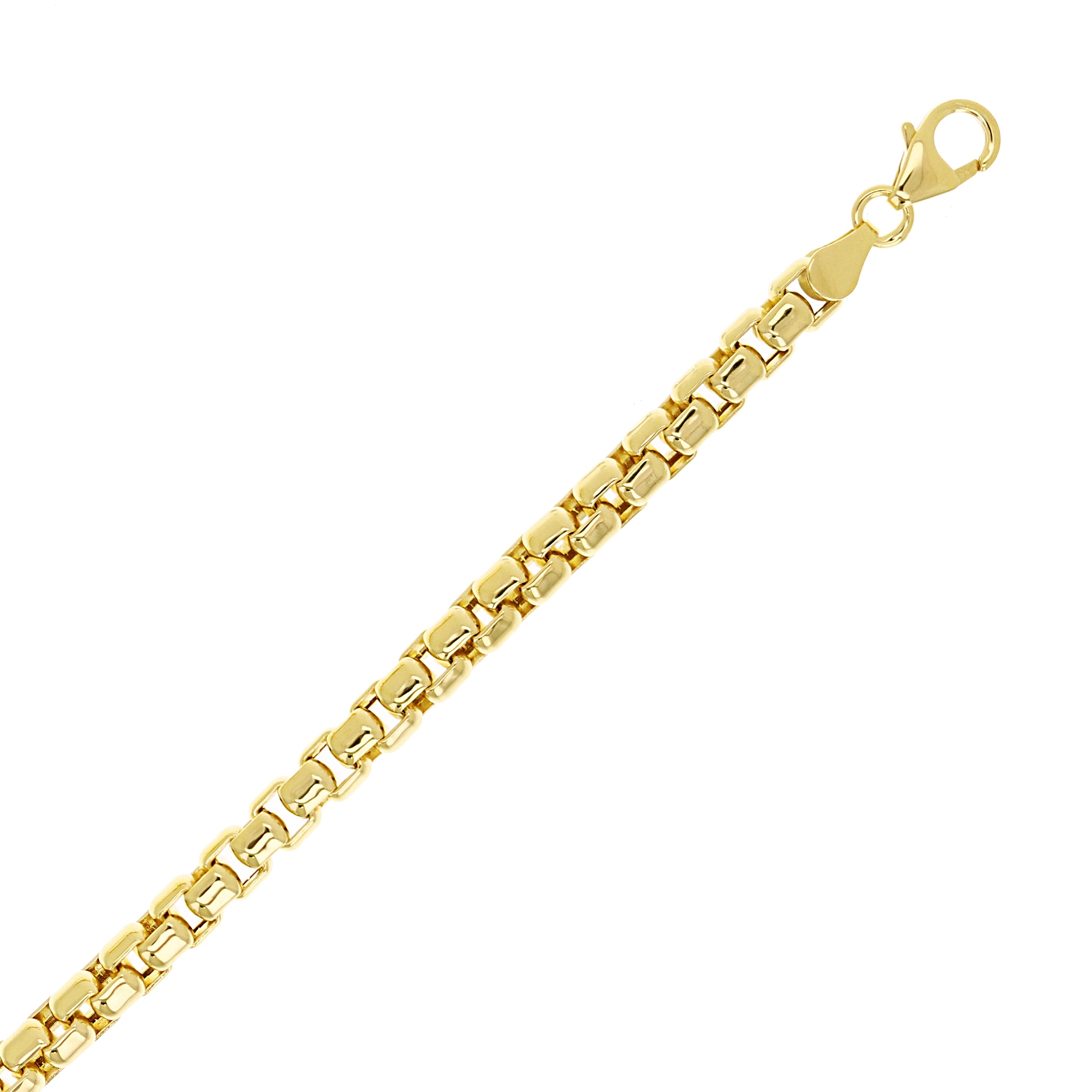 Italian 14k Yellow Gold Venetian Box Link Chain Bracelet 7.5" 5mm 11.8 grams