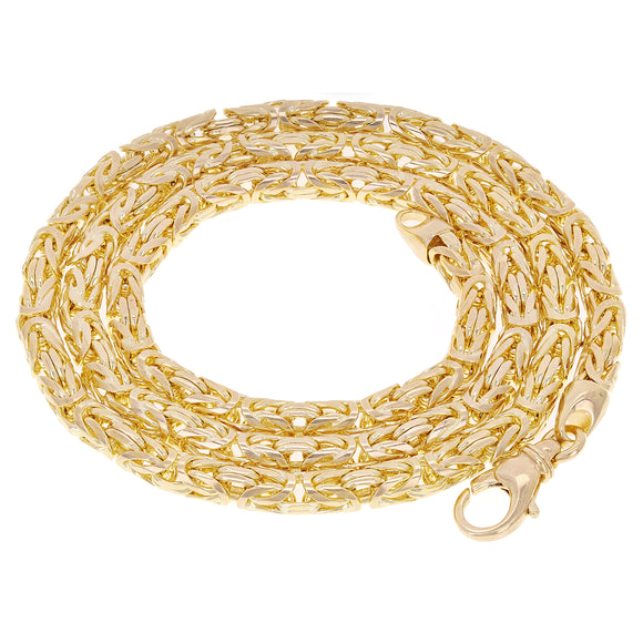 Italian 14k Yellow Gold Solid Round Byzantine Chain Necklace 22
