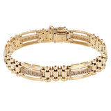 Men's 14k Yellow Gold 1.00ctw Diamond Watch Link Bracelet 8" 11.2mm 34.3 grams - Yellow  8"  11.2mm  1ctw  34.3grams