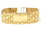 14k Yellow Gold Nugget ID Bracelet Adjustable 7.5"-8" 31mm 91-93 grams - 8" 93 grams