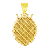 14k Yellow Gold Solid Diamond Cut Lion Head Pendant 1.3" 4.3 grams