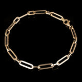 Italian 14k Yellow Gold Hollow Paper Clip Link Chain Bracelet 7.5" 4.3mm 2.8grams - 7.5" 4.15mm