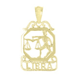 14k Yellow Gold Diamond Zodiac Sign Libra Pendant - Libra,Yellow
